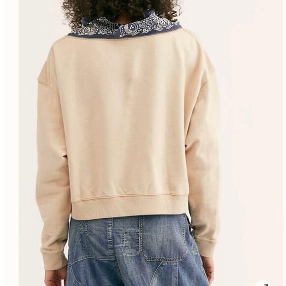 Free People James Pullover sweatshirt with bandana size xs - Picture 2 of 7